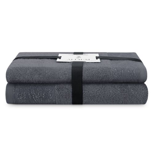 Allium graphite grey towel set 50x90 and 70x130 cm by AmeliaHome
