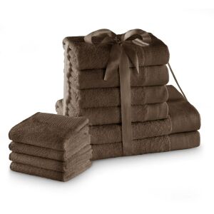 AmeliaHome Amari brown towel set, includes bath towels, hand towels, and washcloths - Towel