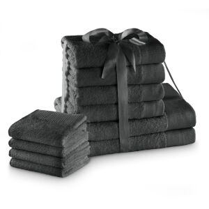 AmeliaHome AMARI graphite grey towel set, 10-piece cotton towel set - Towel
