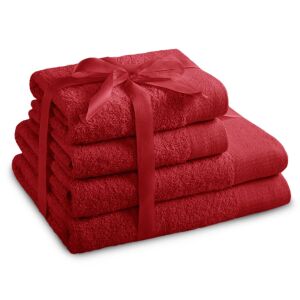 AmeliaHome Amari Red Towel Set, 4-Piece Cotton Bath Towels - Towel