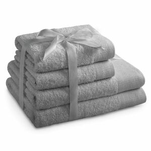 AmeliaHome Amari gray towel set, 2 bath towels and 2 hand towels - AmeliaHome