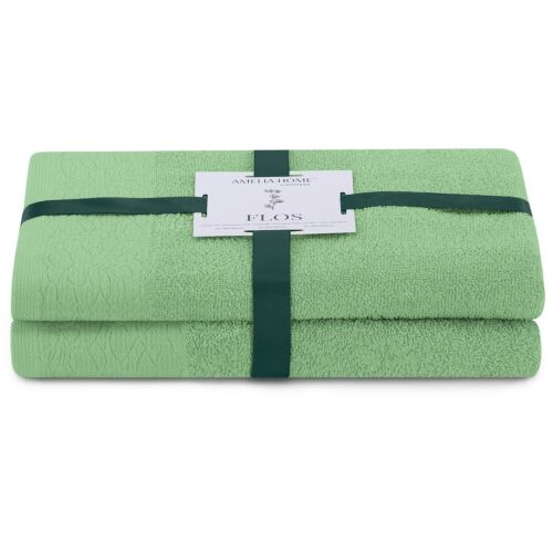 AmeliaHome FLOS green towel set 50x90 and 70x130 cm