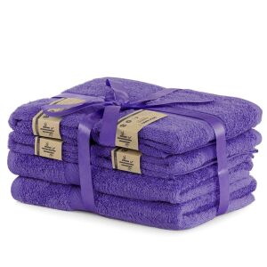 DecoKing Bamby purple towel set, 2 bath towels and 4 hand towels - DecoKing