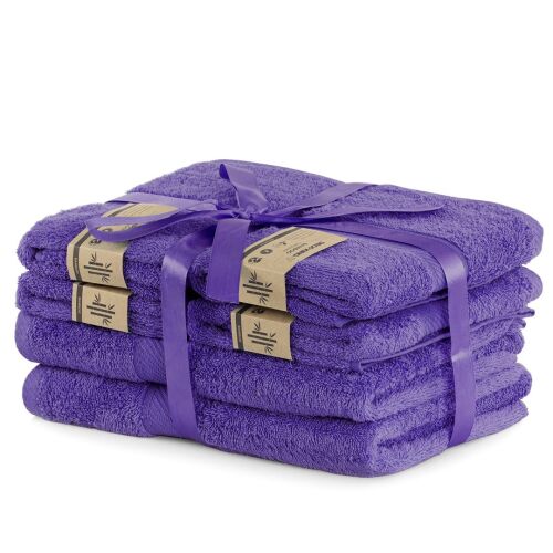 DecoKing Bamby purple towel set, 2 bath towels and 4 hand towels