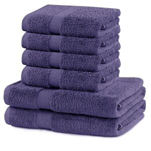 DecoKing Marina purple towel set, 2 bath towels 70x140 cm and 4 hand towels 50x100 cm - Home Textile