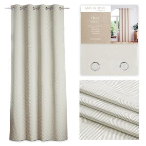 AmeliaHome Clear Cappuccino blackout curtain with boho print and silver metal grommets, 140x250 cm, collage view - Curtain