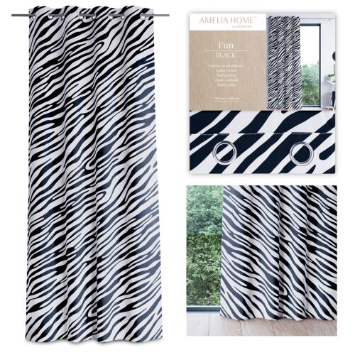 Verdunkelungsvorhang FUN schwarz bedruckt Tiermuster tropisch silber metallic Samt 140x250 AmeliaHome