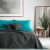 DecoKing AXEL teal and graphite grey reversible bedspread in bedroom setting
