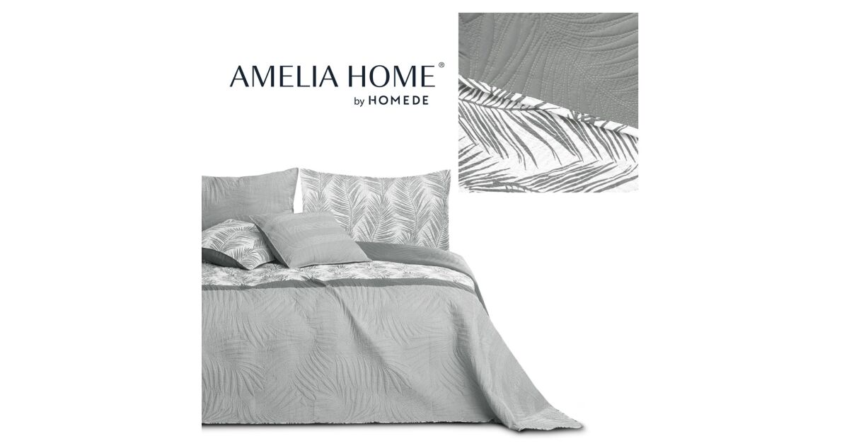 Tagesdecke TROPICAL BONAIRE Farbe grau bedruckt Stil modernes Gewebe Mikrofaser 240x260 AmeliaHome 111448172