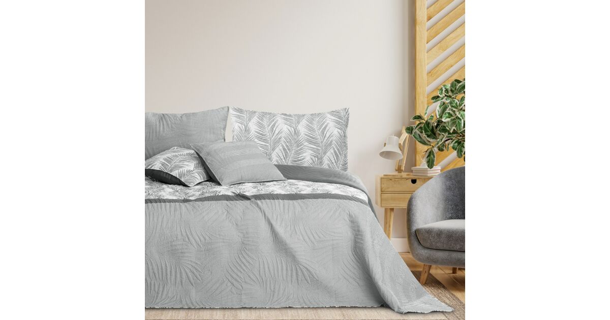 Tagesdecke TROPICAL BONAIRE Farbe grau bedruckt Stil modernes Gewebe Mikrofaser 200x220 AmeliaHome 111448167