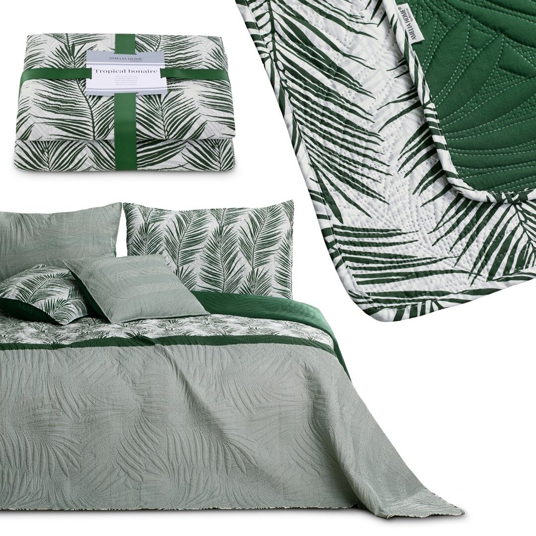 E-shop Prehoz na posteľ TROPICAL BONAIRE farba sklo zelená s potlačou mo...