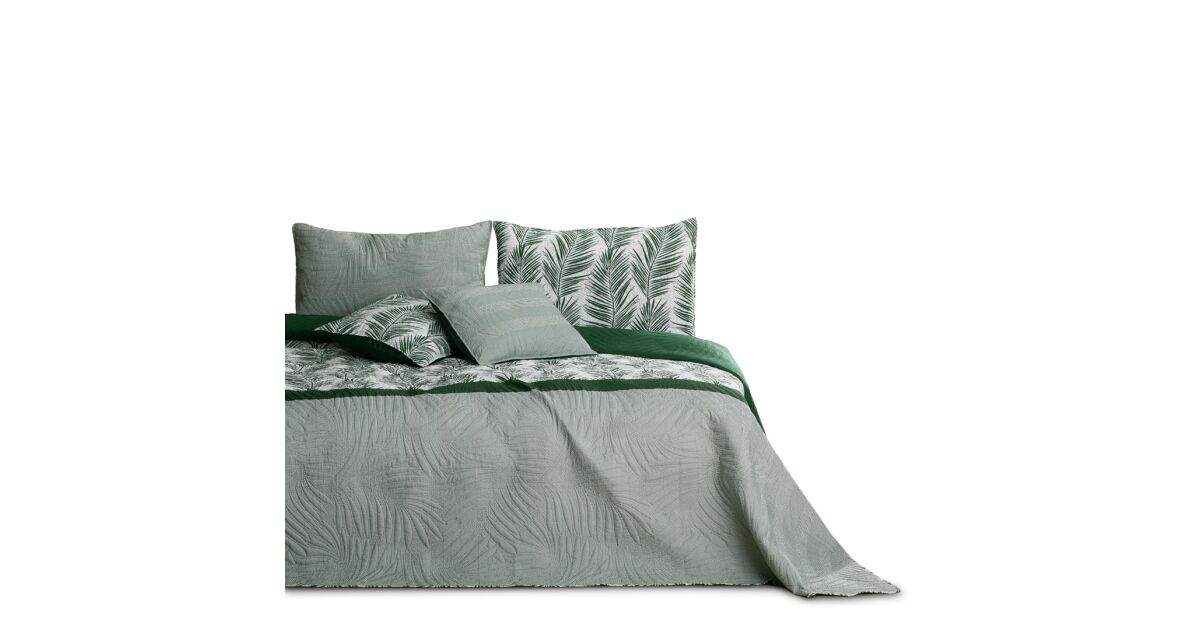 Tagesdecke TROPICAL BONAIRE Farbe glasgrün bedruckt Stil moderner Stoff Mikrofaser 200x220 AmeliaHome 111448197