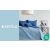 AmeliaHome SOFTA blue bedspread on bed with Restilo logo