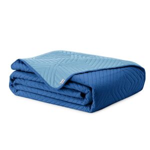 Gefaltete AmeliaHome SOFTA blaue gesteppte Tagesdecke 170x210 cm - Bettüberwürfe