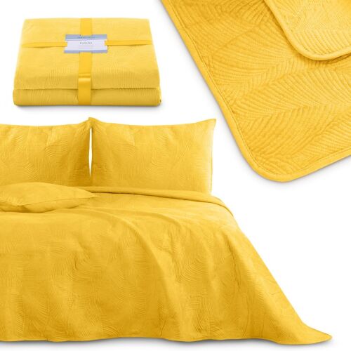 AmeliaHome PALSHA yellow velvet bedspread set with decorative pillows