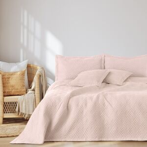 AmeliaHome Ophelia powder pink bedspread on a bed in a bedroom setting - Bedspread