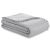 Folded AmeliaHome Meadore grey bedspread with pompom trim