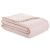 Folded AmeliaHome MEADORE powder pink bedspread with pompom trim
