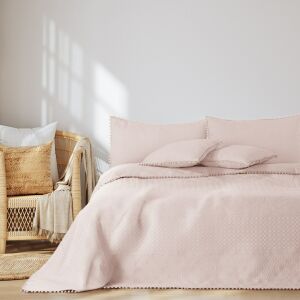 AmeliaHome MEADORE powder pink bedspread 220x240 cm on a bed in a bedroom setting - Bedding