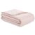 Folded AmeliaHome MEADORE powder pink bedspread with pom poms
