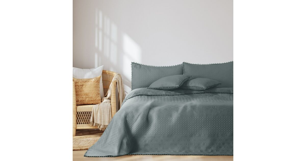 Tagesdecke MEADORE Farbe grau Stoff Mikrofaser 170x270 AmeliaHome 111448935