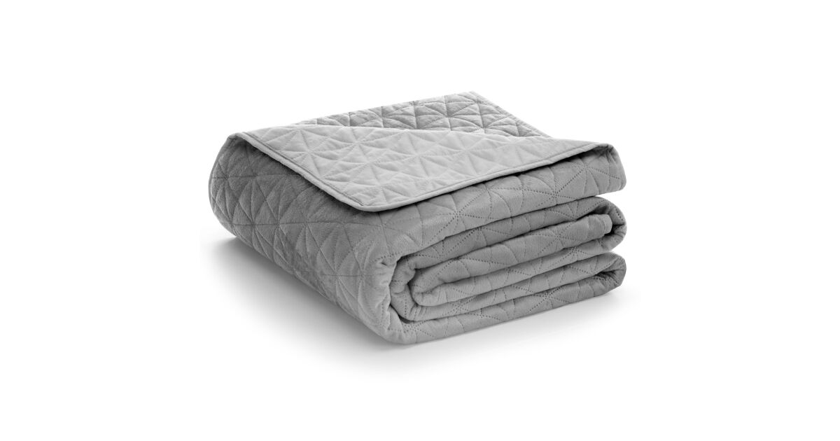 Tagesdecke LAILA Farbe grau uni Stil Glamour Stoff Samt, Polyester 170x270 AmeliaHome 111449052