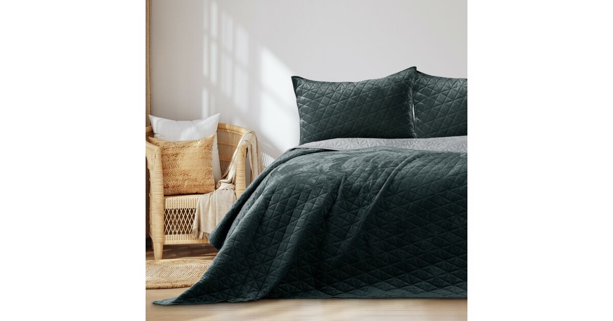 Tagesdecke LAILA Farbe graphitgrau Stil Glamour Stoff Samt, Polyester 170x270 AmeliaHome 111449076