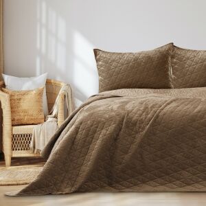 AmeliaHome Laila cappuccino aksamitna narzuta na łóżko 260x280 cm w stylu glamour na łóżku - AmeliaHome Narzuta