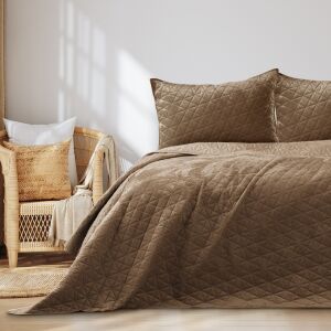 AmeliaHome Laila cappuccino aksamitna narzuta na łóżko w sypialni - AmeliaHome Narzuta