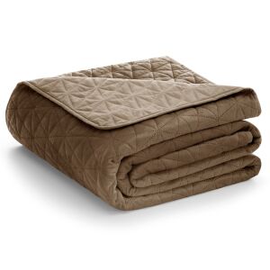 Folded AmeliaHome Laila cappuccino velvet bedspread - Bedspread