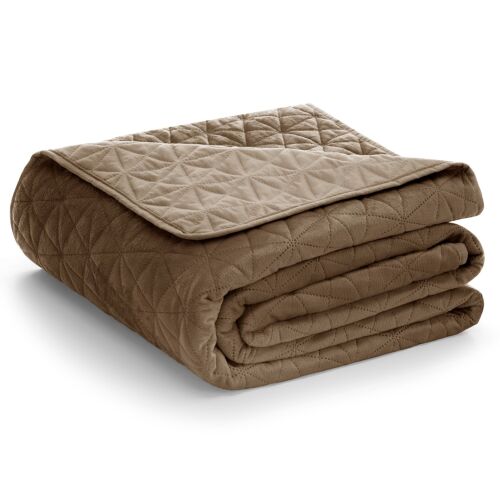 Folded AmeliaHome Laila cappuccino velvet bedspread