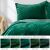AmeliaHome LAILA bottle green velvet bedspread, color perception may vary depending on lighting conditions