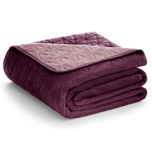Folded AmeliaHome Laila burgundy velvet bedspread - Bedspread