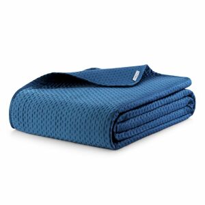 Gefaltete AmeliaHome CARMEN indigoblaue Tagesdecke - AmeliaHome Bettüberwürfe