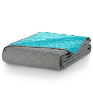 Folded DecoKing AXEL turquoise and grey bedspread 170x270 cm - DecoKing