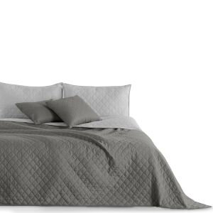 DecoKing AXEL graphite grey bedspread 240x260 cm on bed with pillows - Bedding