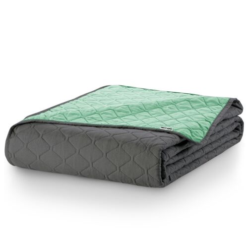 Folded DecoKing AXEL mint green and grey bedspread 240x260 cm