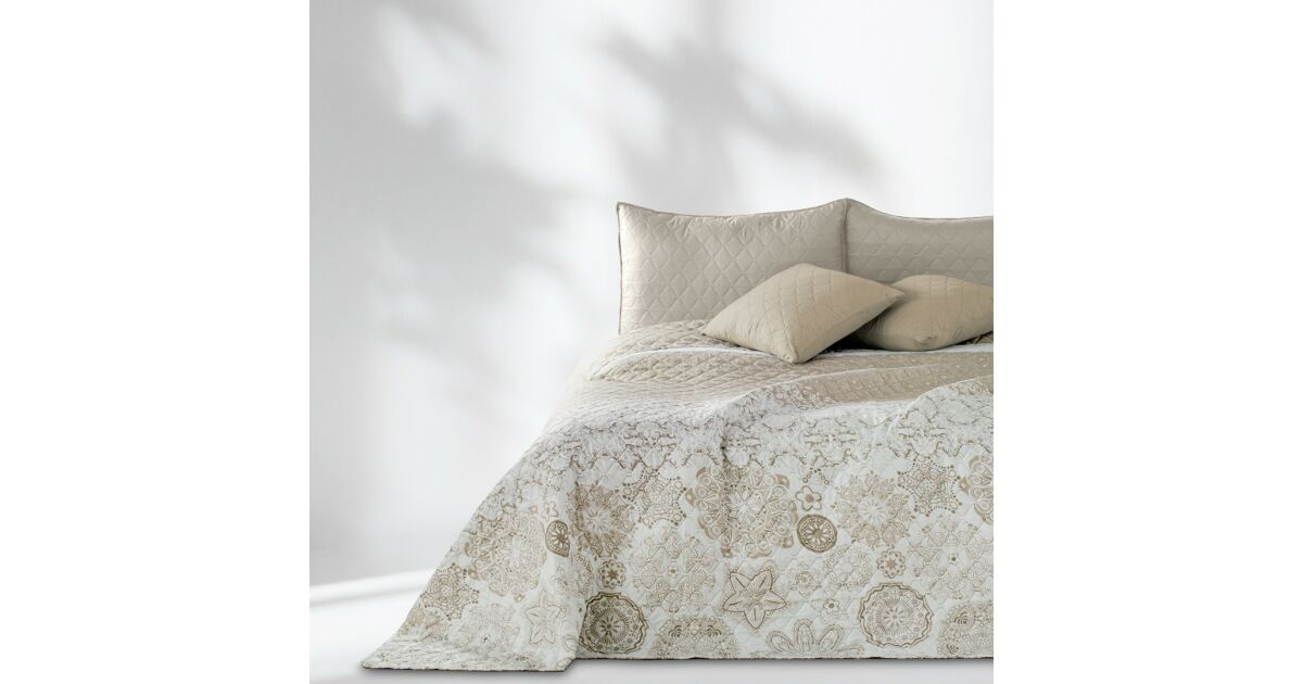 Tagesdecke ALHAMBRA Farbe beige bedruckter Stoff Mikrofaser 220x240 DecoKing 111449659