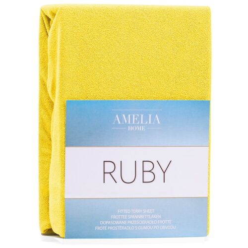 AmeliaHome Ruby yellow fitted terry sheet 200-220x200 cm