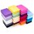 Stack of colorful fitted sheets
