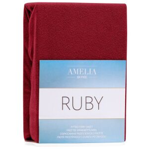 AmeliaHome Ruby cearșaf cu elastic, bumbac frotir bordo, 120-140x200 cm - Cearsafuri