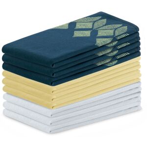 AmeliaHome Letty kitchen towels set, yellow, blue, and white cotton dishcloths - AmeliaHome