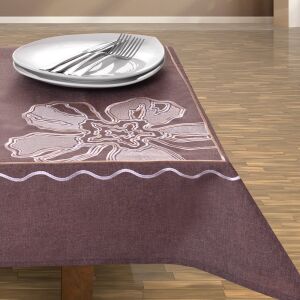 Decor Tephani brown tablecloth with embroidered floral design, 110x160 cm - Interior design