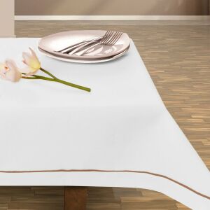 Bijeli stolnjak Decor Tephani s smeđim obrubom, klasični dizajn, 150x220 cm - Uređenje interijera