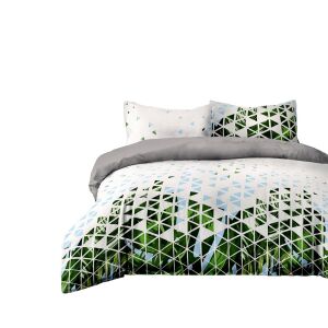 AmeliaHome BASIC green patterned duvet cover and pillowcases set - Decoration