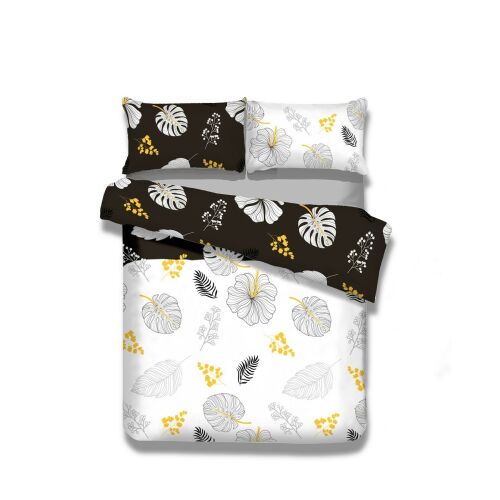 Lenjerie de pat AmeliaHome Snuggy maro cu imprimeu floral, vedere de sus