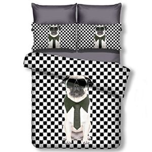 DecoKing ANILOVE fehér ágynemű szett mopsz kutya mintával, 200x200 cm - DecoKing