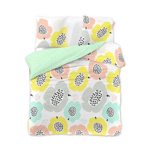 DecoKing Ducato miętowy zielony komplet pościeli w kwiaty 230x220 cm