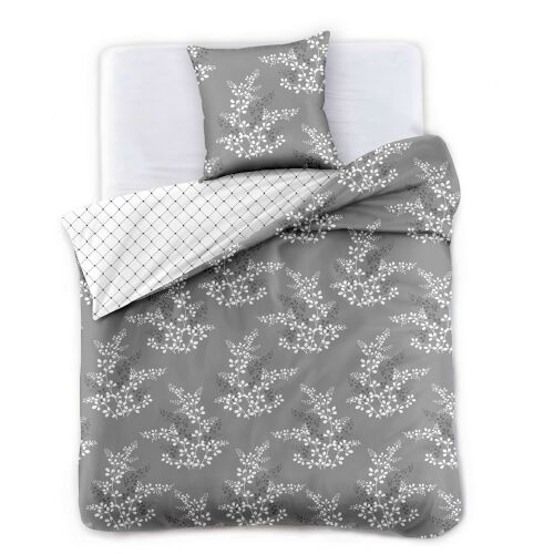 Set lenjerie de pat DecoKing Hypnosis gri cu model floral vedere de sus