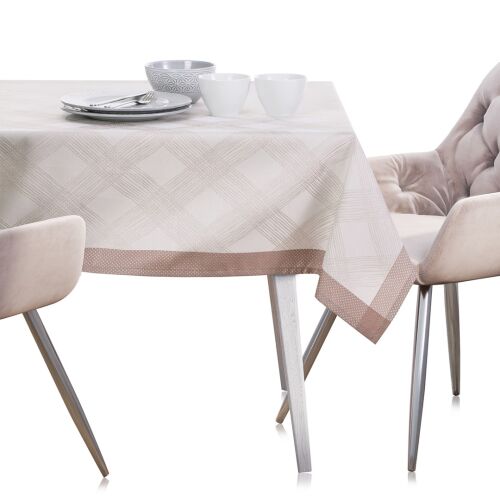 AmeliaHome Milluza cream tablecloth on dining table